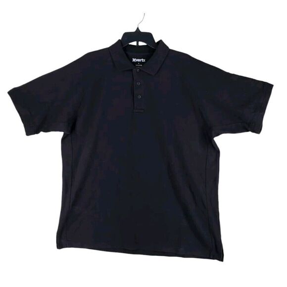 Vertx Polo Shirt Mens XL Black Pique Cotton SS Sleeve Pocket - Picture 1 of 10